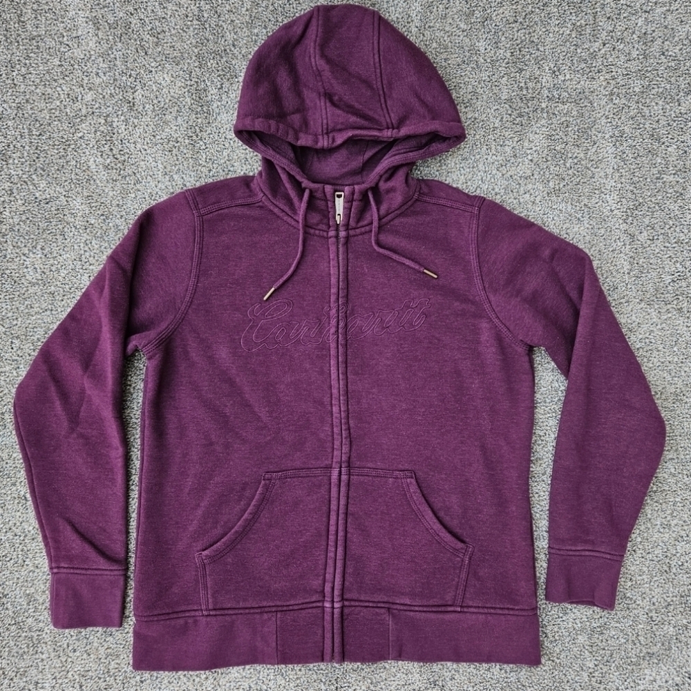Carhartt Women Large Full Zip Up Purple Jacket Embroidered Logo Sweatshirt Large
